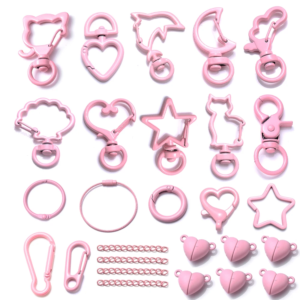 iYOE Розовое сердце Брелок с кошачьим цветком, застежка-кисточка, Переходное кольцо, крючки для омаров, Соединительная цепочка для ювелирных изделий, Аксессуары